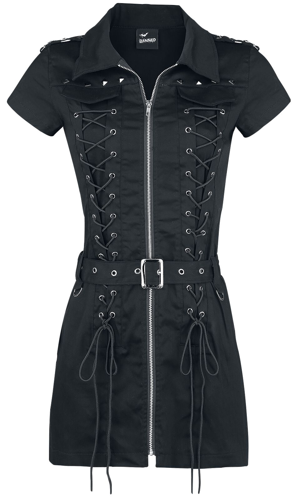 Banned Alternative - Gothic Kurzes Kleid - Mod Dress - XS bis XL - für Damen - Größe S - schwarz