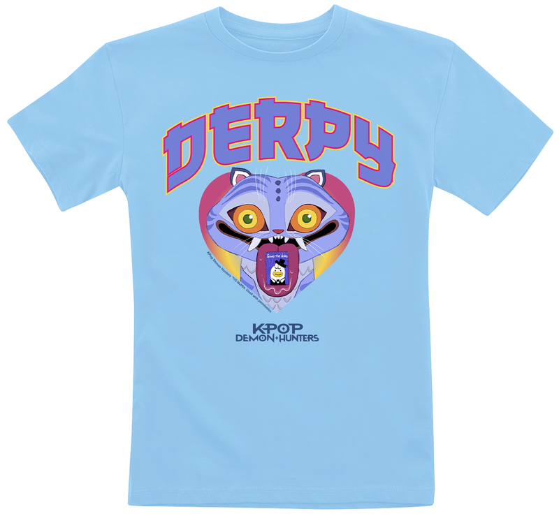 KPop Demon Hunters Anime T-Shirt - Derpy - for Children - light blue