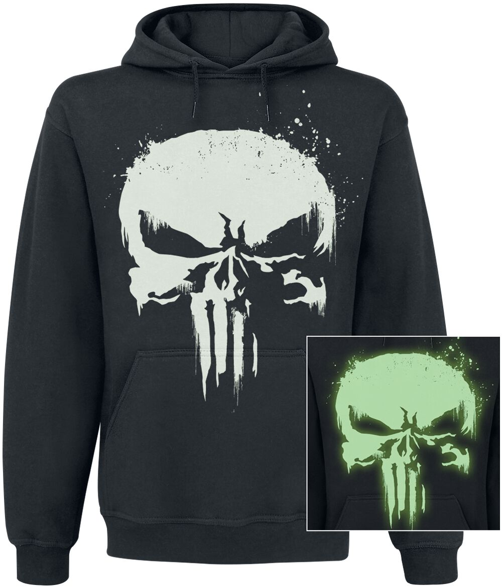 The Punisher Glow In The Dark Skull Kapuzenpullover schwarz in XL