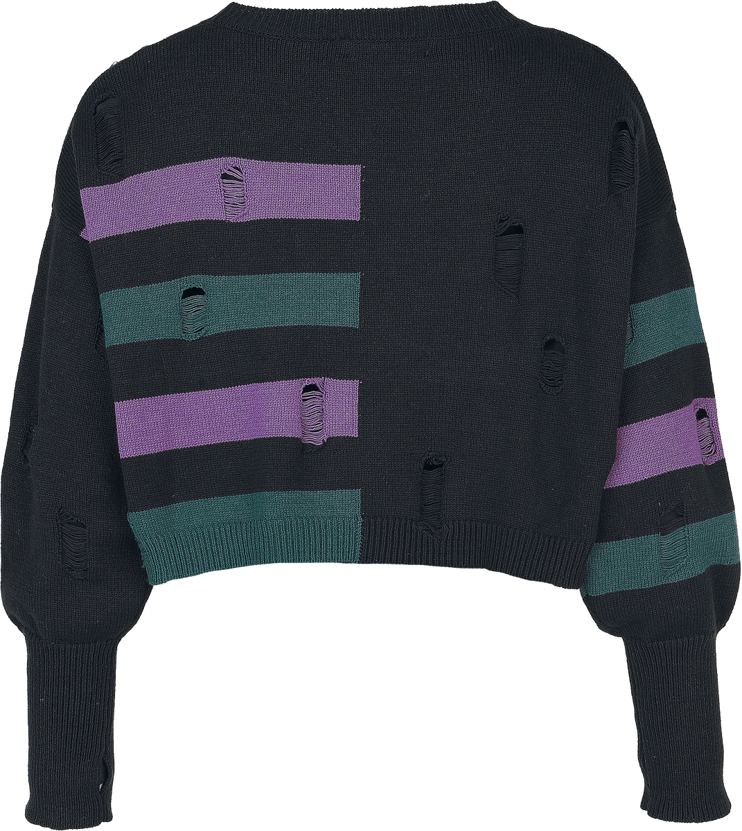 4068143326834 - Cute Morbid cropped sweater with destroy effects Strickpullover schwarz in XXL