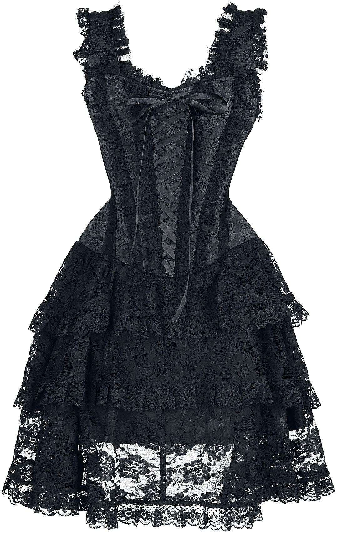 Levně Gothicana by EMP Krátké korzetové šaty s krajkou Šaty černá
