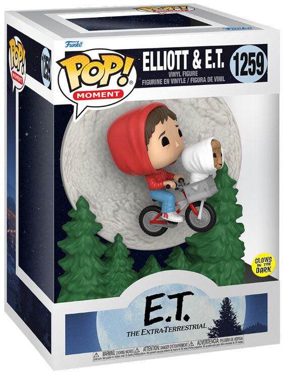Image of E.T. - Elliot and E.T. flying (Pop Moment) (glow in the dark) vinyl figurine no. 1259 - Funko Pop! - Funko Shop Europe
