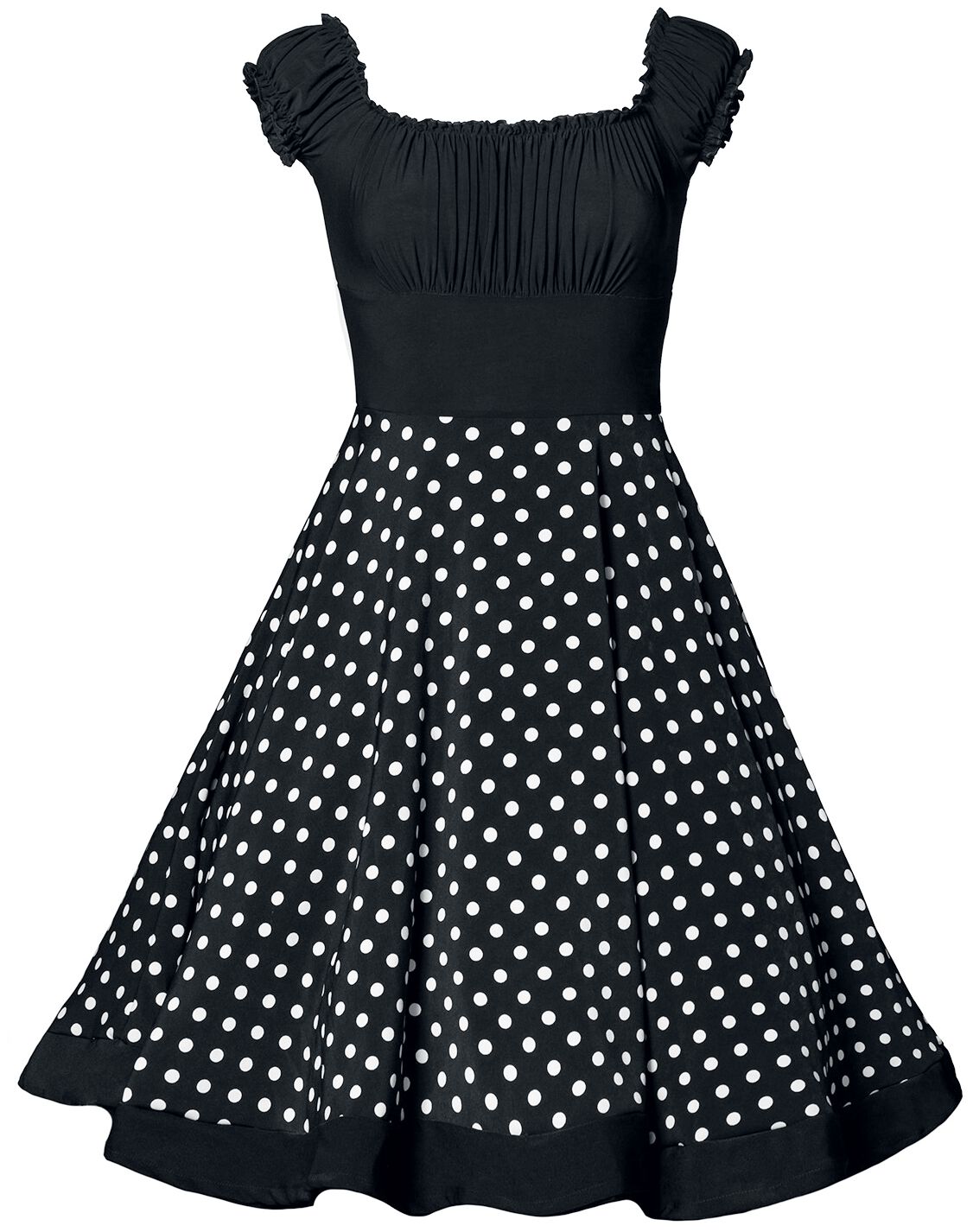 Belsira - Rockabilly Kleid knielang - Schulterfreies Swing-Kleid - XS bis 3XL - für Damen - Größe S - schwarz/weiß