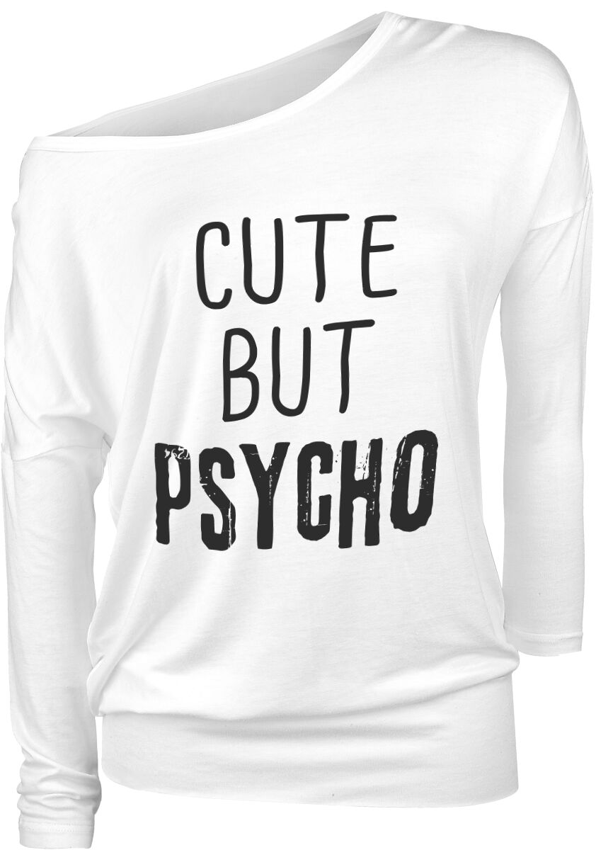 Slogans Fun Shirt - Slogan - Cute But Psycho Long-sleeve Shirt white