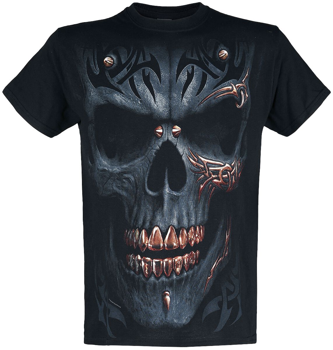 Image of T-Shirt Gothic di Spiral - Black Gold - S a 4XL - Uomo - nero