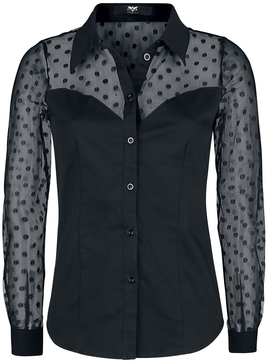 Image of Black Premium by EMP Schwarzes Hemd mit transparenten Elementen Girl-Hemd schwarz
