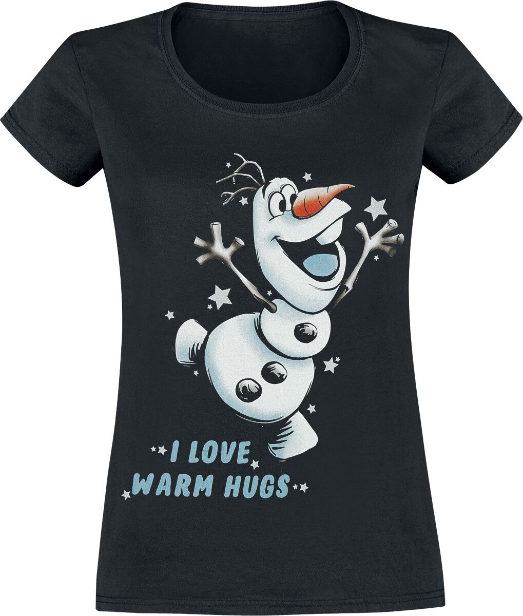 T-Shirt Manches courtes Disney de La Reine Des Neiges - Olaf - I Love Warm Hugs - S à L - pour Femme