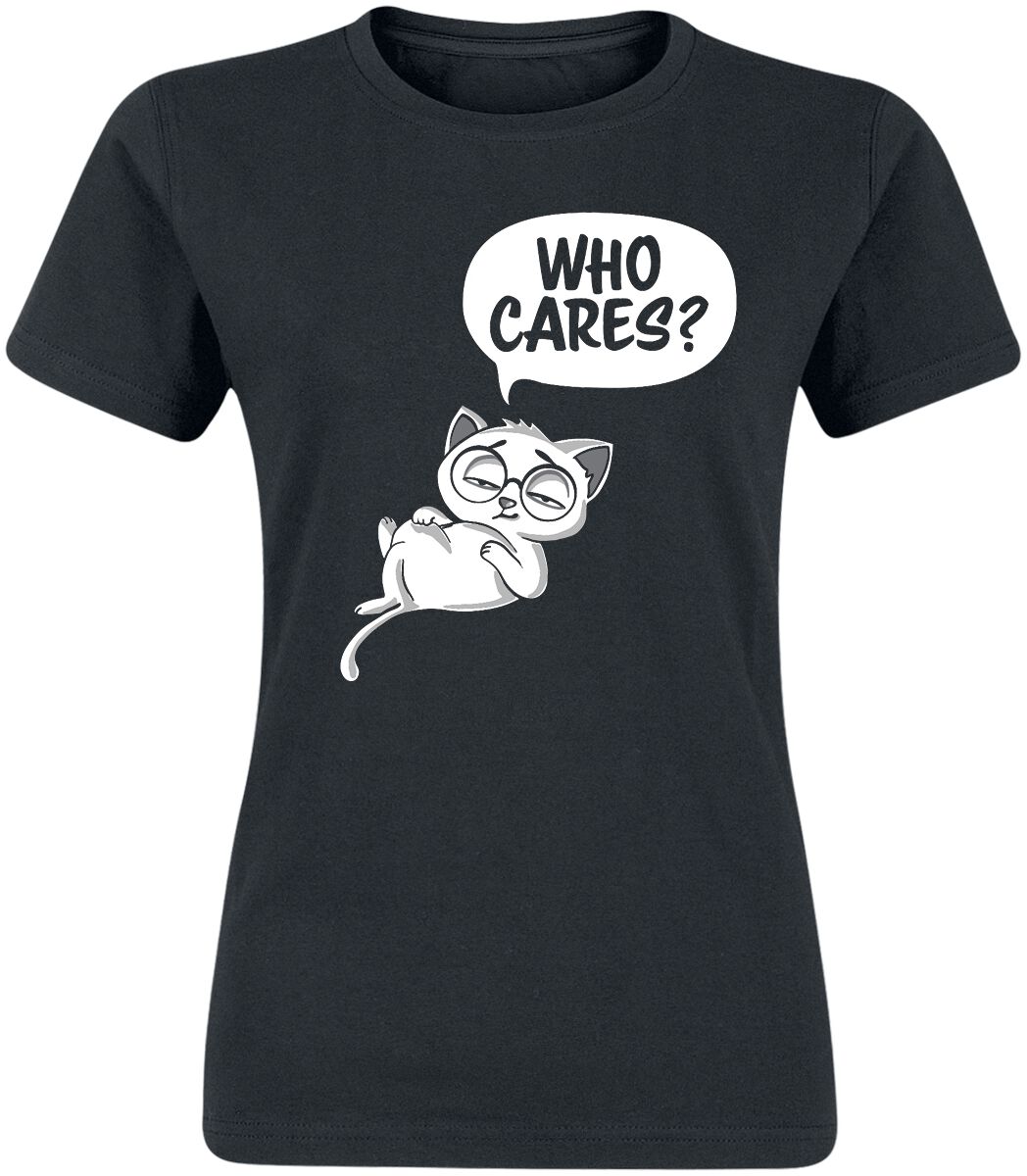 T-Shirt Manches courtes Fun de Tierisch - Who Cares? - S à XXL - pour Femme - noir