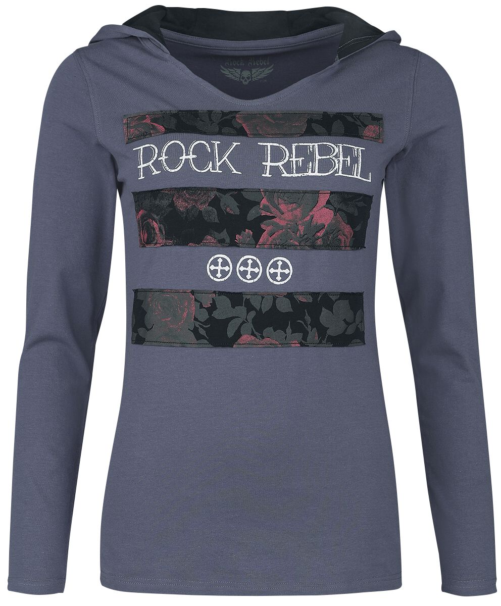 Levně Rock Rebel by EMP Top s dlouhými rukávy a kapucí Dámské tričko s dlouhými rukávy modrá