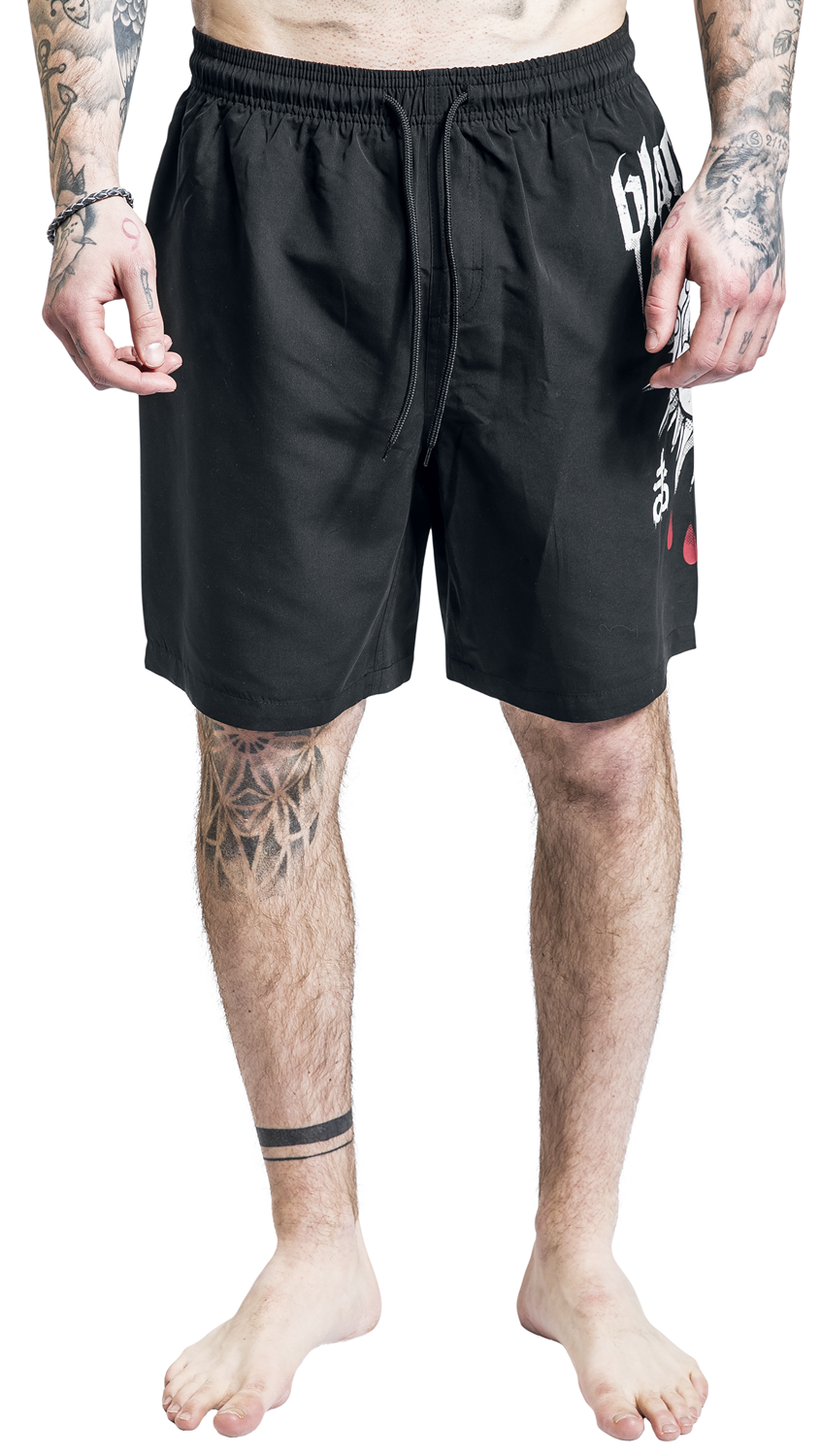 Black Blood by Gothicana Badeshorts mit Sonne und Mond Print Badeshort schwarz - 60.02% Rabatt