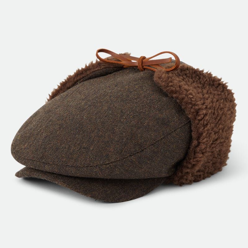 Brixton Beanie - Barrel Earflap Snap Cap - bruin