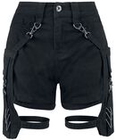 Schwarze Shorts mit abnehmbaren Taschen, Gothicana by EMP, Short