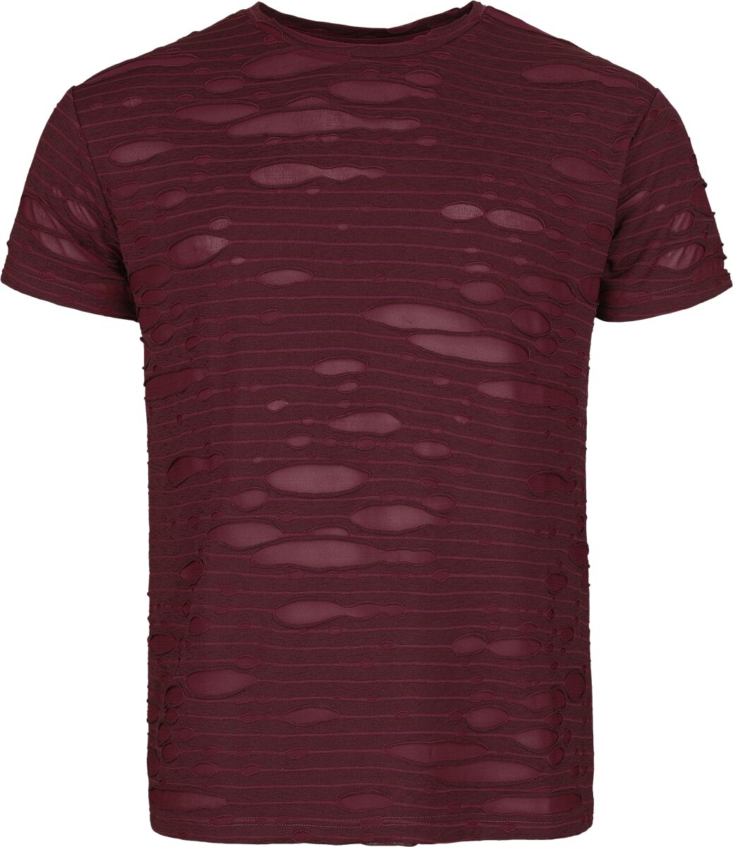 Gothicana by EMP  T-Shirt - Mesh T-shirt With Destroyed Effects - for Men - burgundy