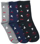 Cherry Logos & Cats 3 Pack Socks, Pussy Deluxe, Socken