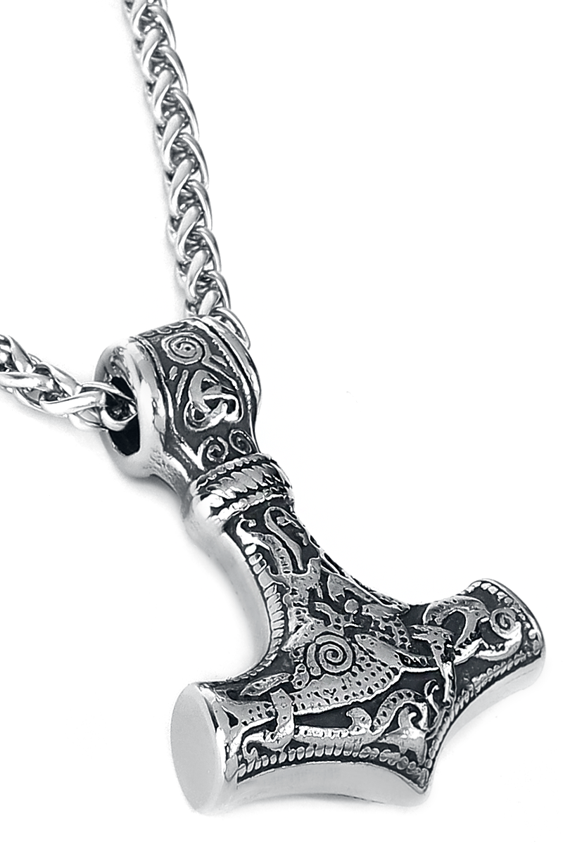 URBANTIMBER Thor's Hammer mit keltischen Knoten und Triquetra Halskette silberfarben