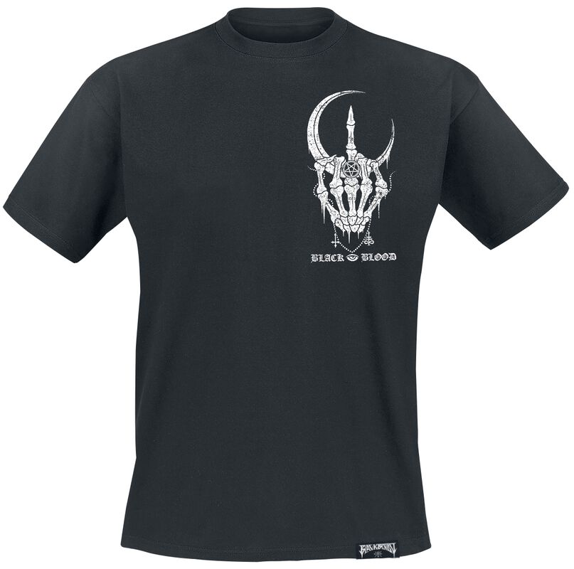 T-Shirt mit Sichelmond und Skeletthand