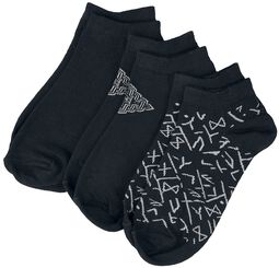 Dreierpack Socken mit Runen, Black Premium by EMP, Socken