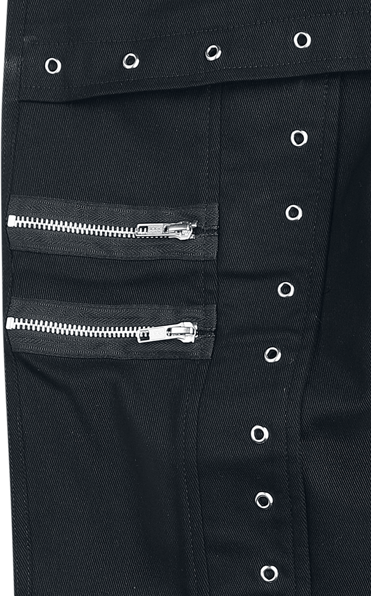 Thumbnail - Gothicana by EMP Jeans with Eyelets and Zips Jeans schwarz in W33L34