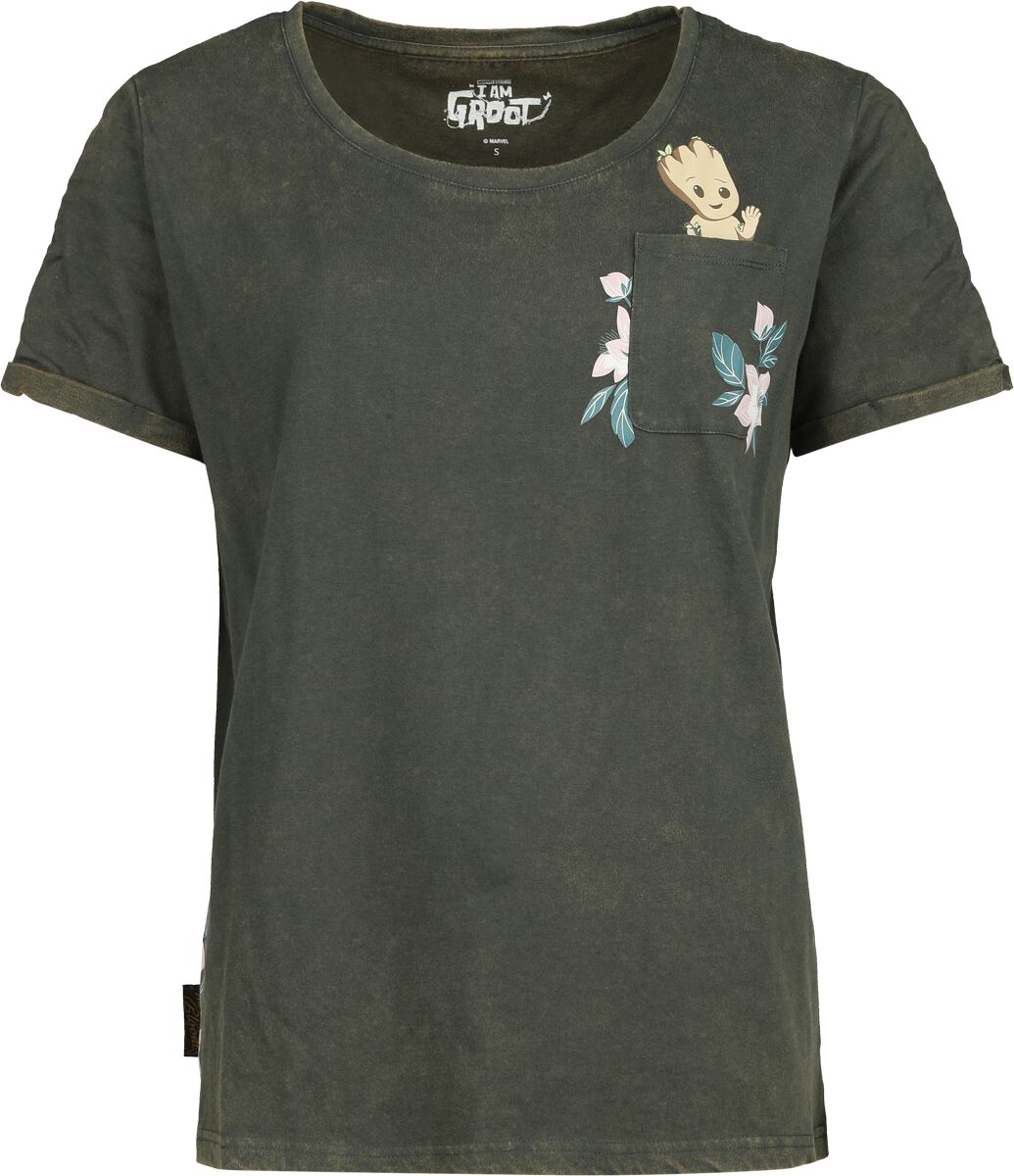 Guardians Of The Galaxy T-Shirt - Groot Floral - S bis XXL - für Damen - Größe M - dunkelgrün  - EMP exklusives Merchandise!
