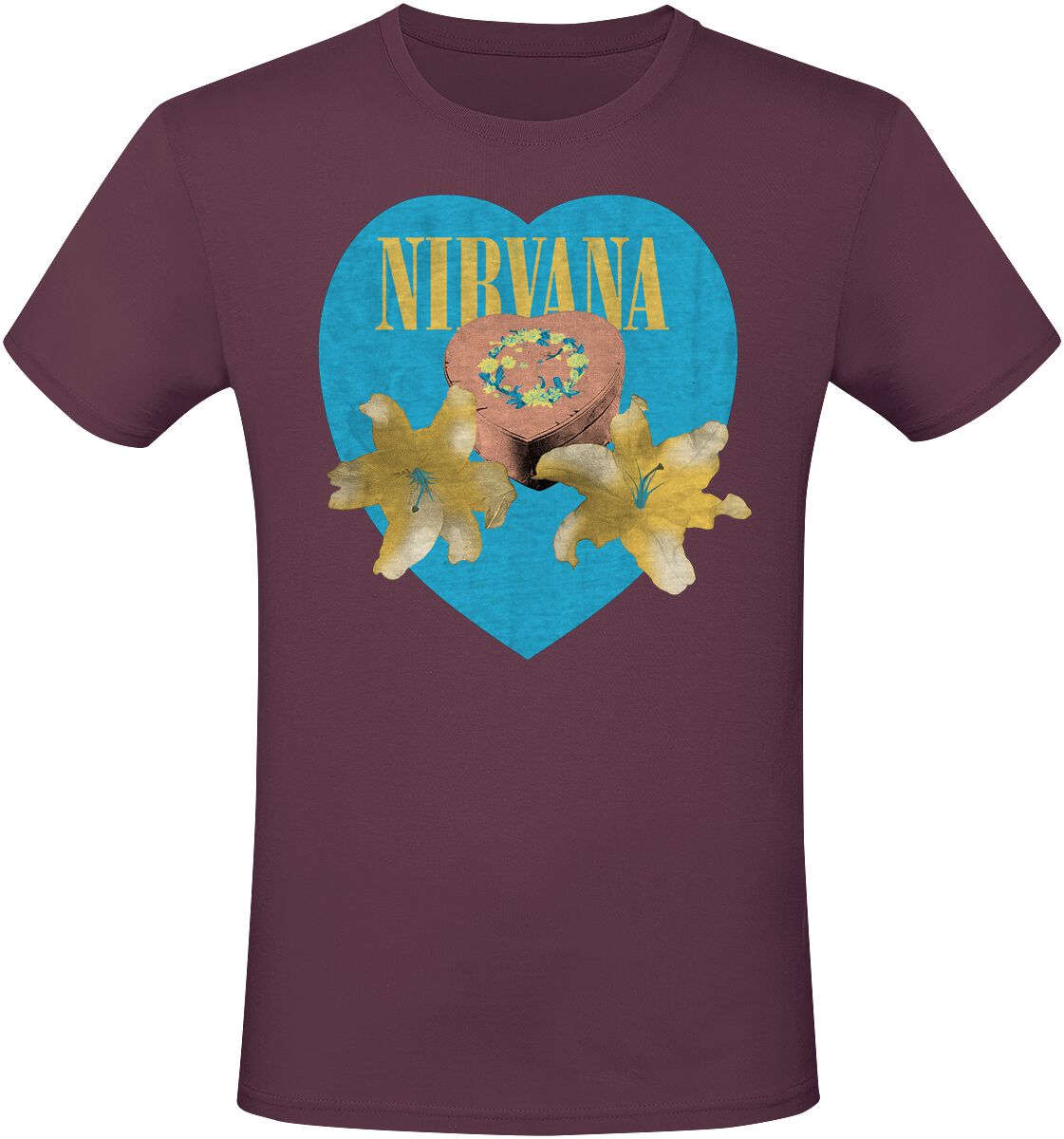 Nirvana T-Shirt – Flower Heart – S bis L – für Männer – Größe S – rot  – Lizenziertes Merchandise!