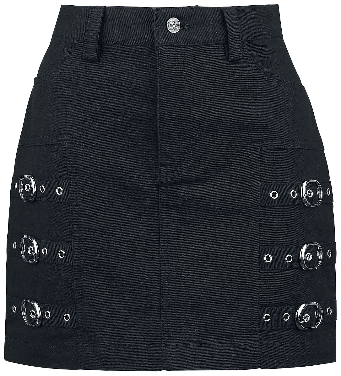 Image of Minigonna di Black Premium by EMP - Short skirt with decorative buckles - S a XXL - Donna - nero
