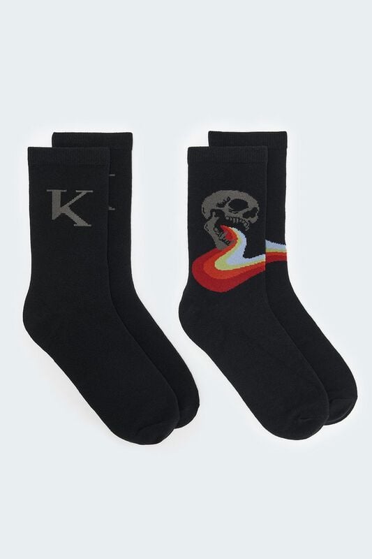 Killstar Killstar 2 Pack Socks [Dark Grey/Black] Socken multicolor in Standard