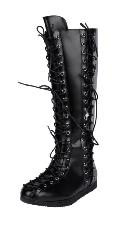 KOI - Rockabilly Boot - NUMINOUS LACE UP CHARM LONG BOOTS BLACK - EU36 bis EU41 - für Damen - Größe EU36 - schwarz