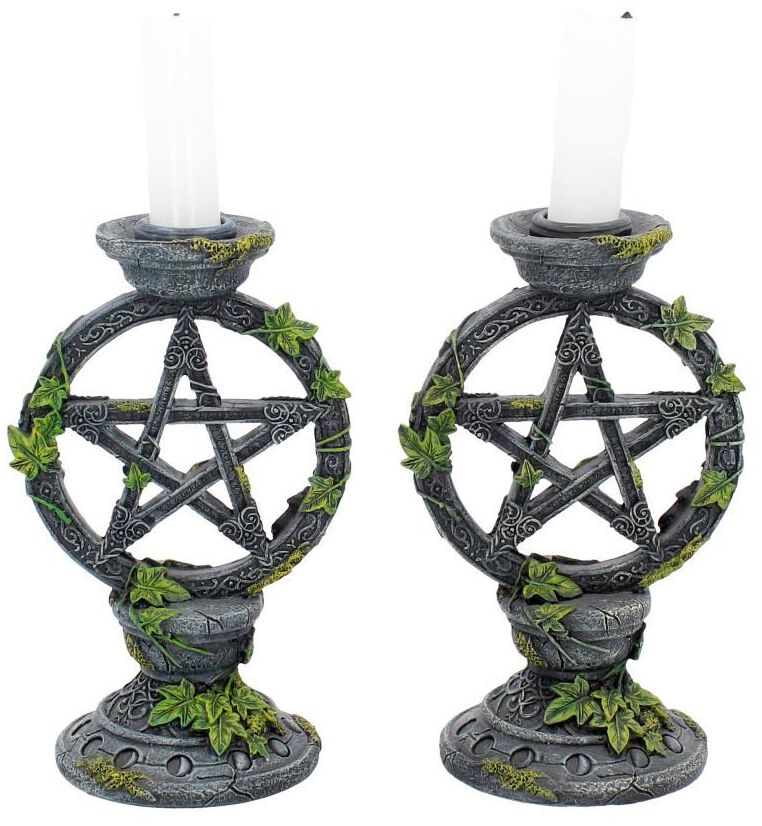 Anne Stokes Wiccan Pentagram Candlesticks Kerzenständer multicolor
