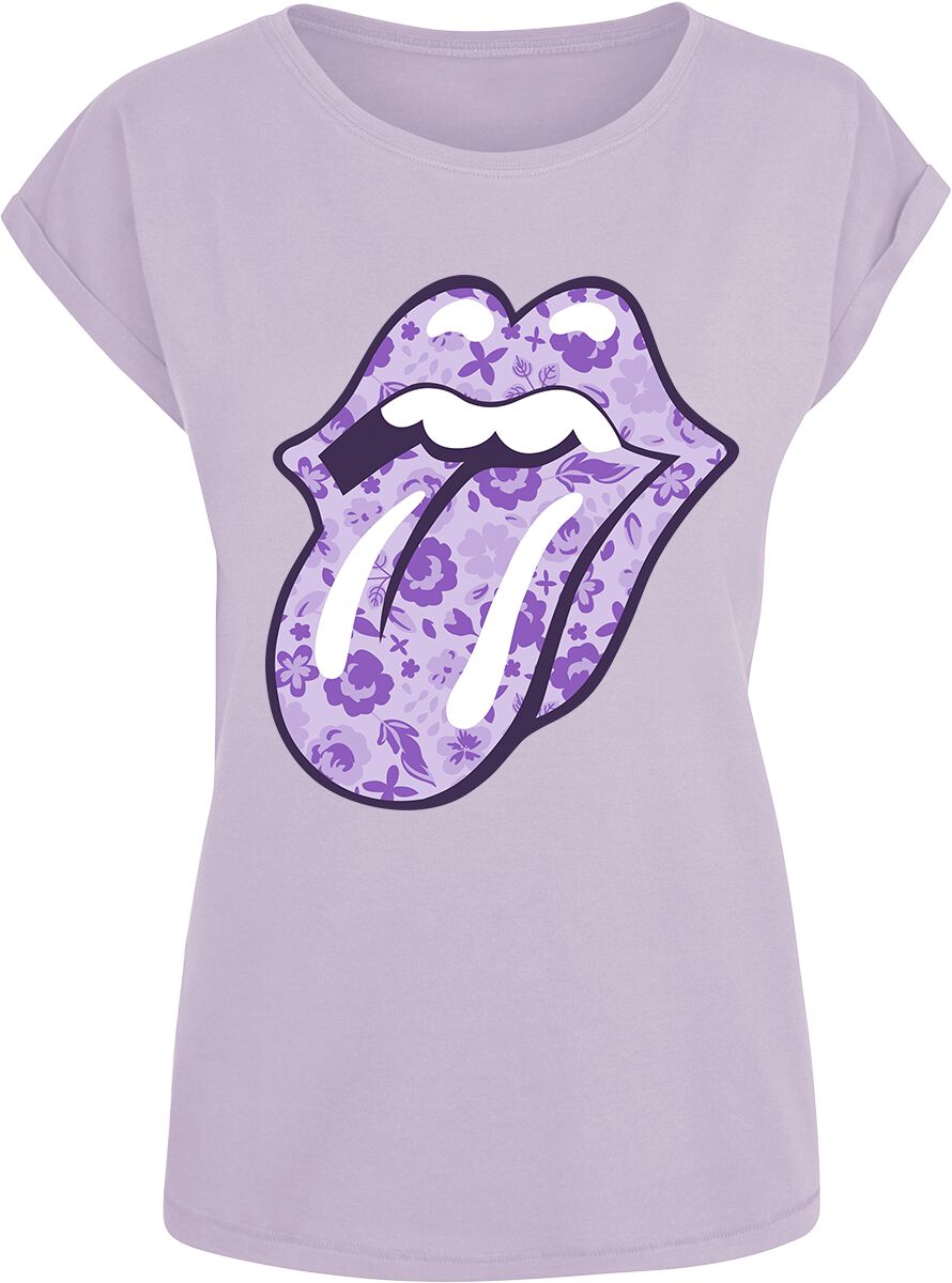 The Rolling Stones T-Shirt - Floral Tongue - M - für Damen - Größe M - lila  - Lizenziertes Merchandise!