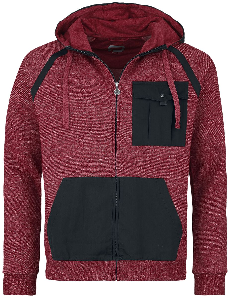 Hoody Jacket With Black Details Kapuzenjacke bordeaux meliert von RED by EMP