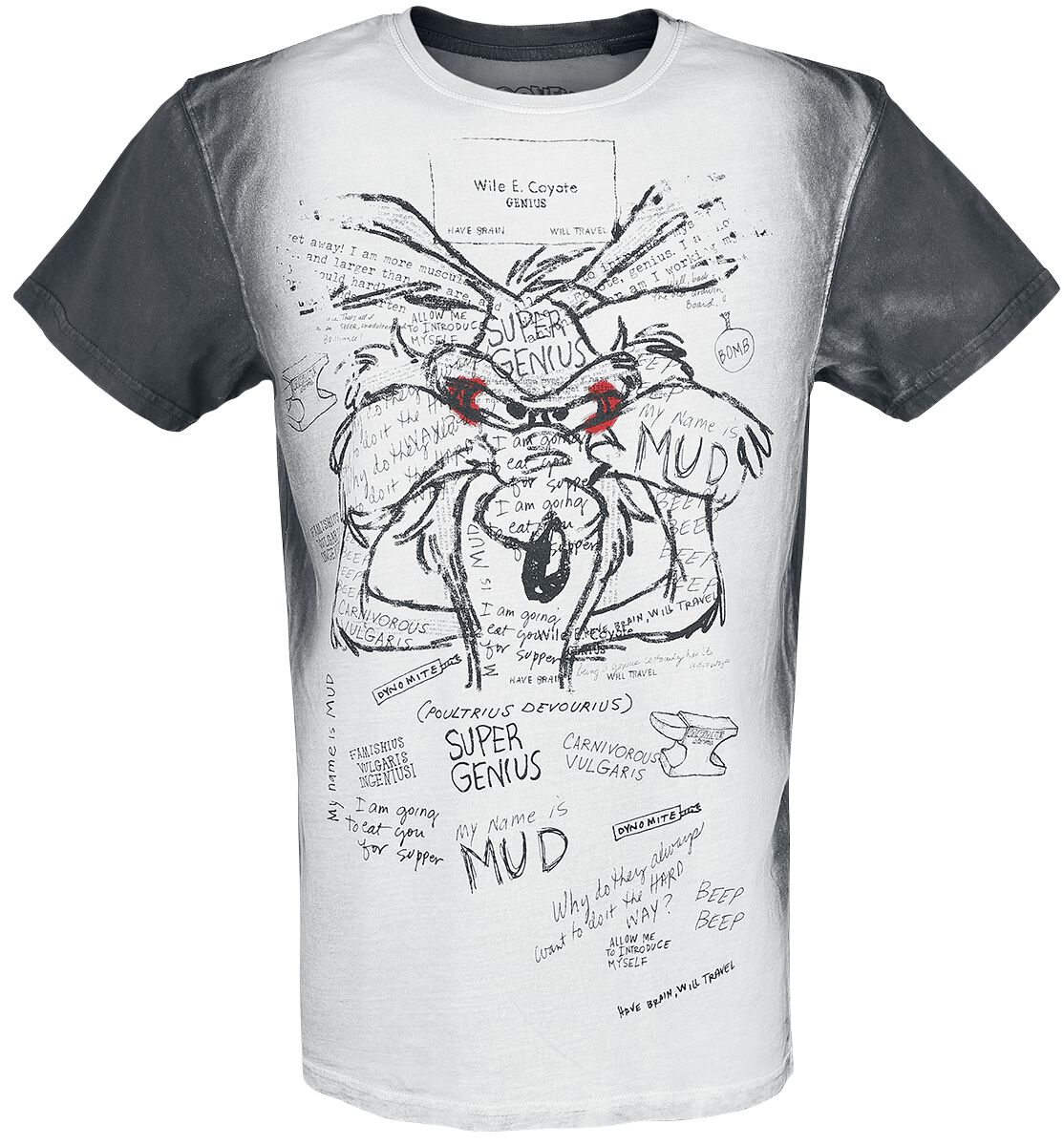 Looney Tunes Wile E. Coyote – Inner Thoughts T-Shirt grau schwarz Looney Tunes Wile E. Coyote – Inner Thoughts T-Shirt grau schwarz