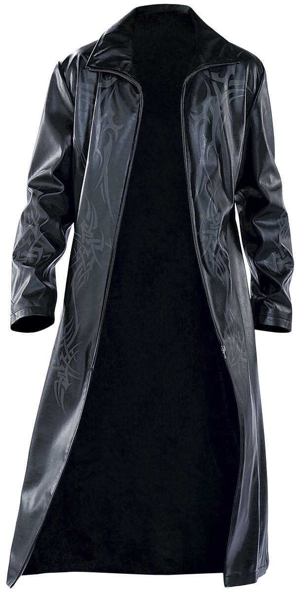 Tribal Coat  Kunstledermantel schwarz in XL
