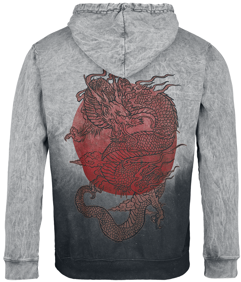 Outer Vision Kapuzenpullover - Japonese Tattoo Hoodie - M bis XL - für Männer - Größe L - grau