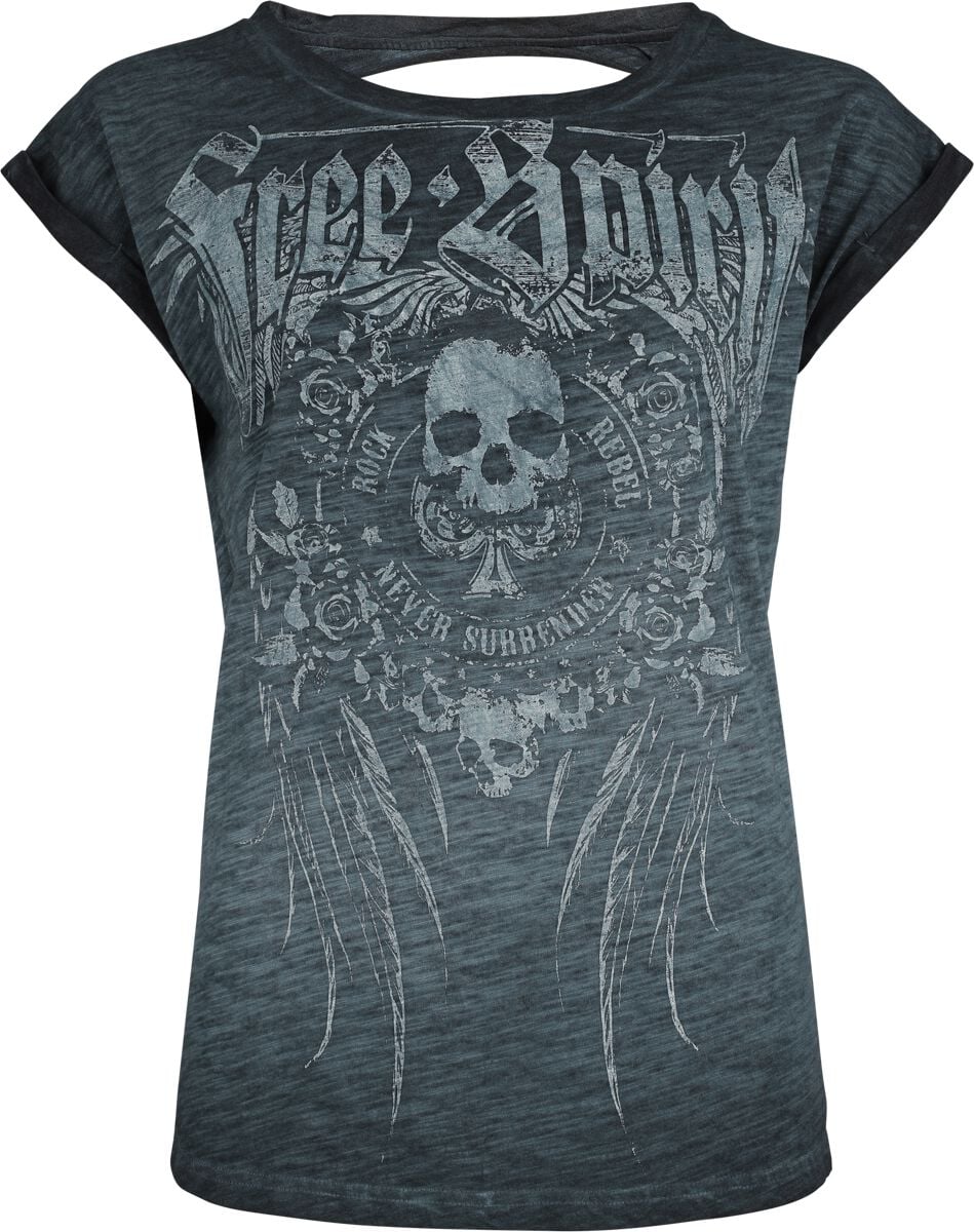 Rock T-Shirt - Free Spirit T-Shirt - S bis XXL - für Damen - Größe L - türkis - Frauen - female