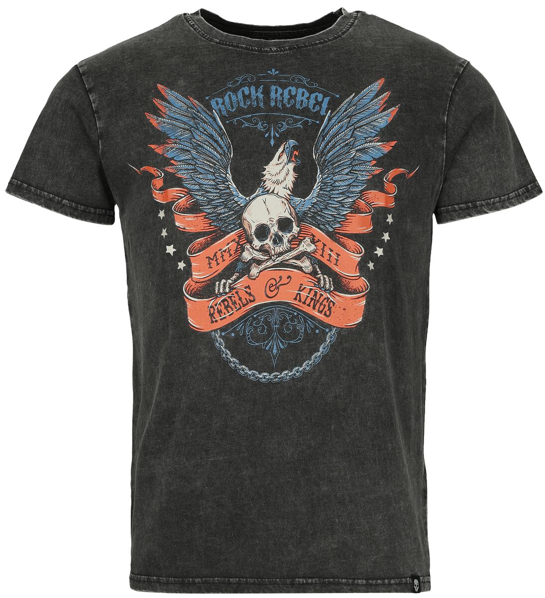 Image of T-Shirt di Rock Rebel by EMP - T-shirt with old school wings and skull - M a XL - Uomo - nero