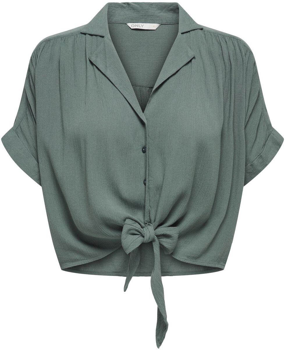 Image of Blusa di Only - Onlpaula Life S/S tie shirt WVN NOOS - XS a XL - Donna - verde