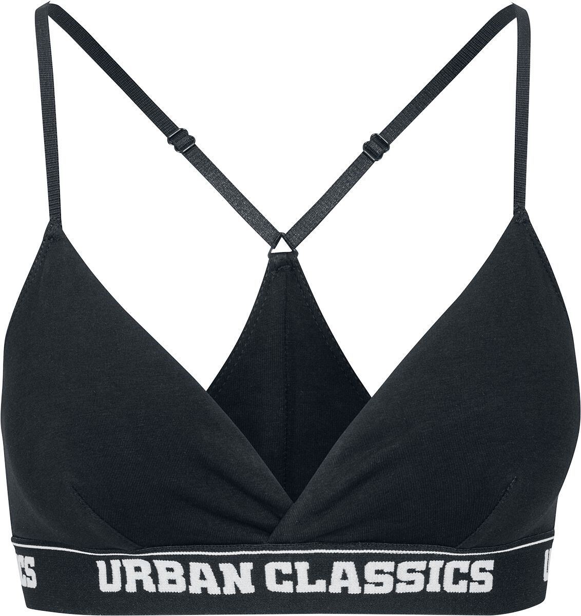 Urban Classics Bustier - Ladies Triangle Logo Bra - XS bis 5XL - für Damen - Größe 3XL - schwarz