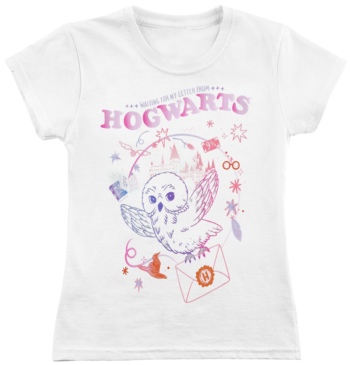 Harry Potter T-Shirt für Kinder - Kids - Hogwarts Letter - für Mädchen - weiß  - Lizenzierter Fanartikel