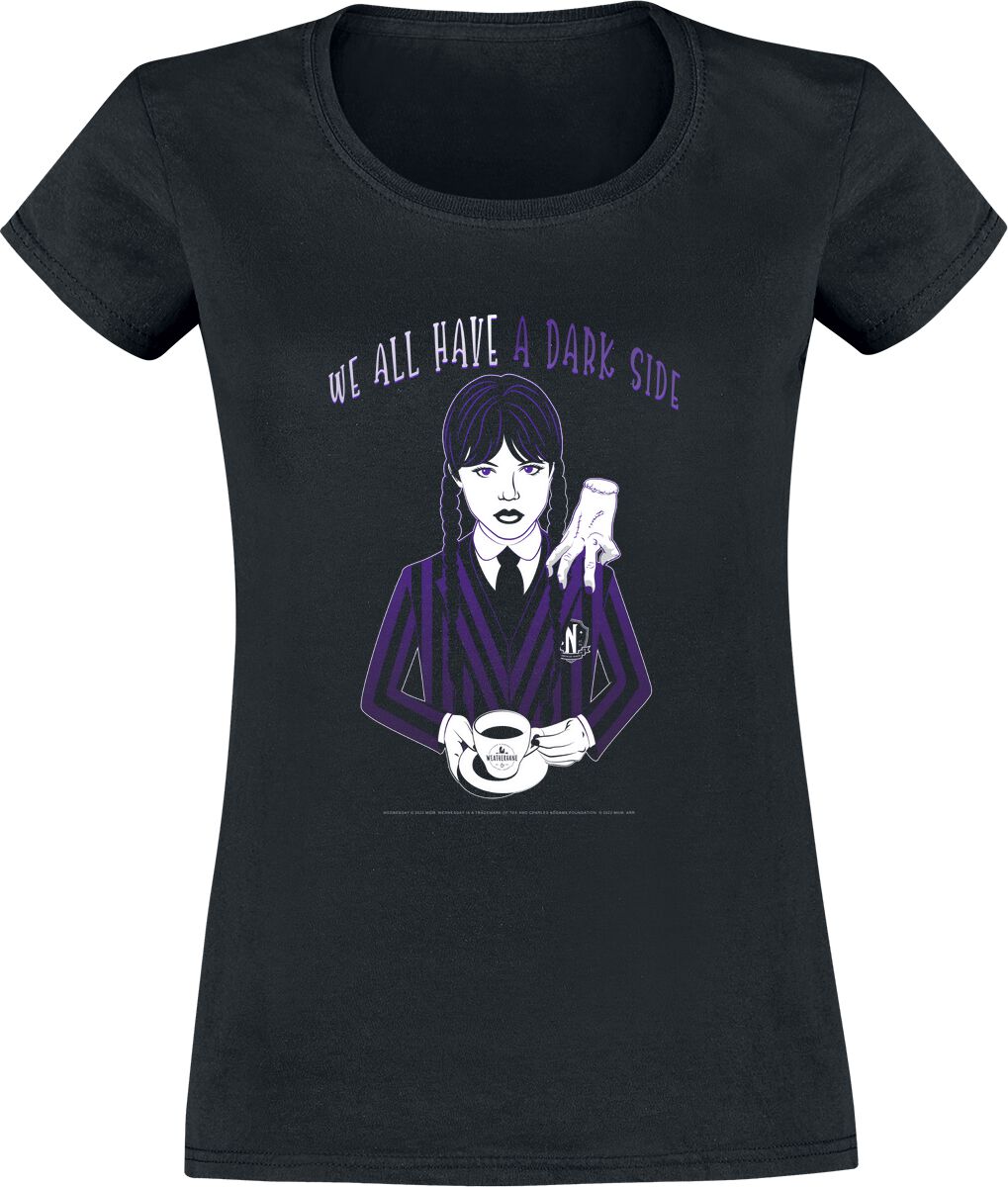 T-Shirt Manches courtes de Wednesday - We All Have A Dark Side - S à XXL - pour Femme - noir
