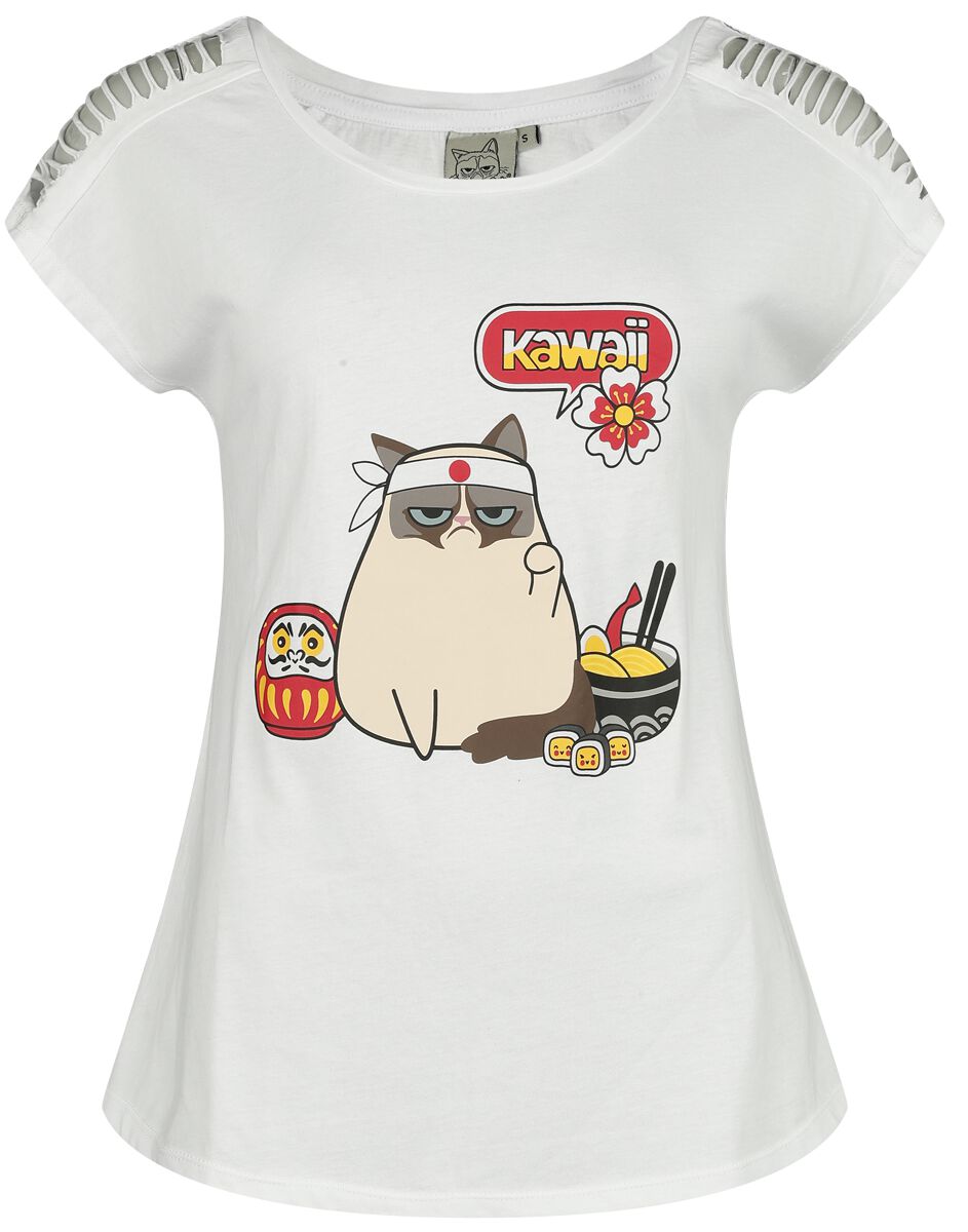 Grumpy Cat Japanese T-Shirt weiß in S