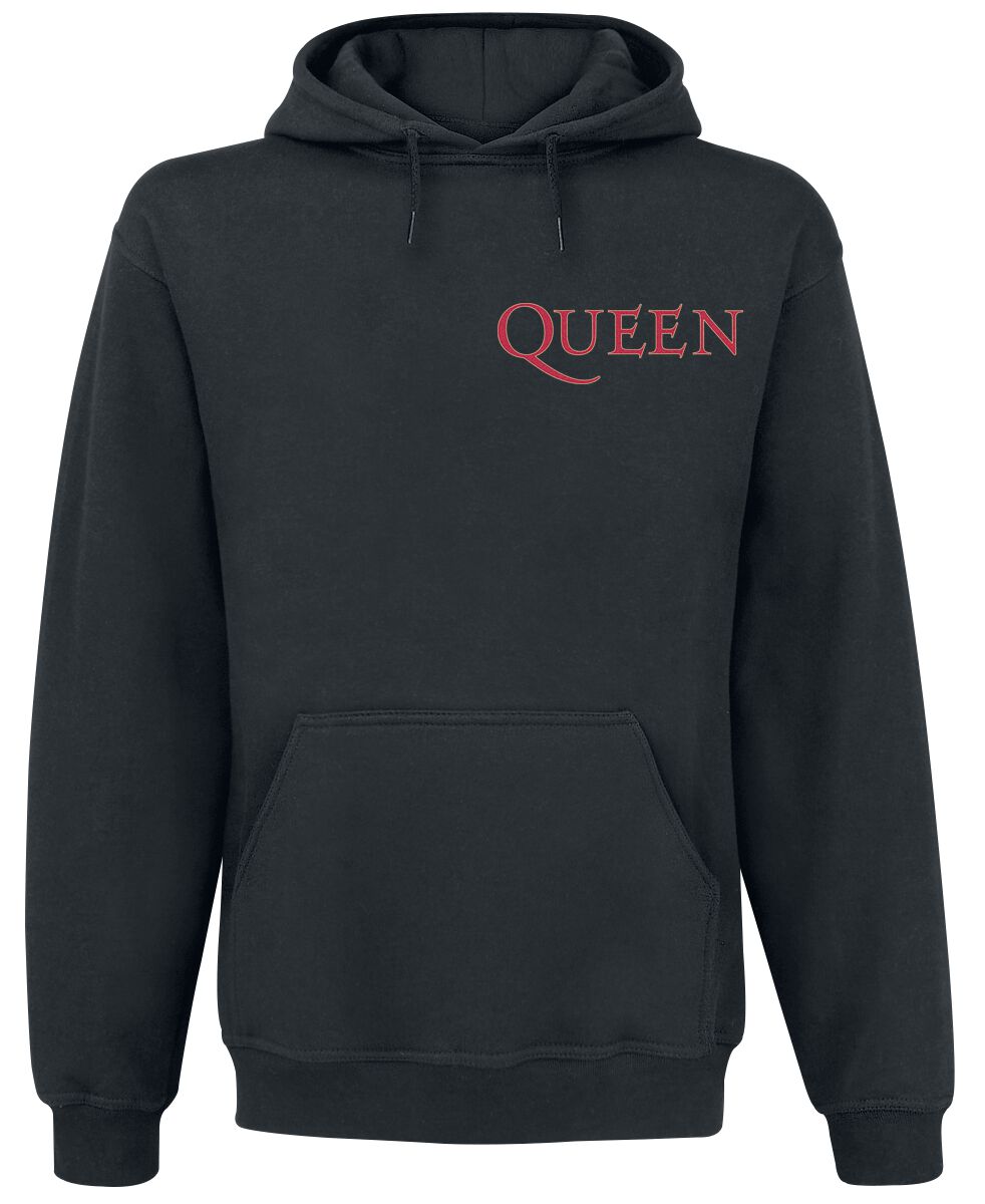 Queen Crest Vintage Kapuzenpullover schwarz in XL