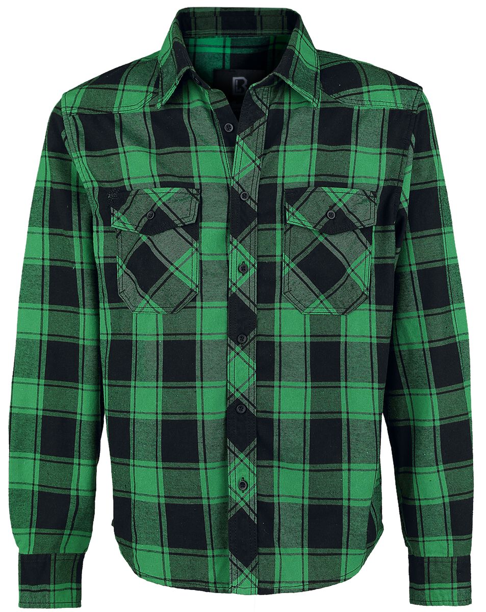 Brandit Flanellhemd - Checkshirt - 5XL bis 7XL - für Männer - Größe 5XL - grün/schwarz