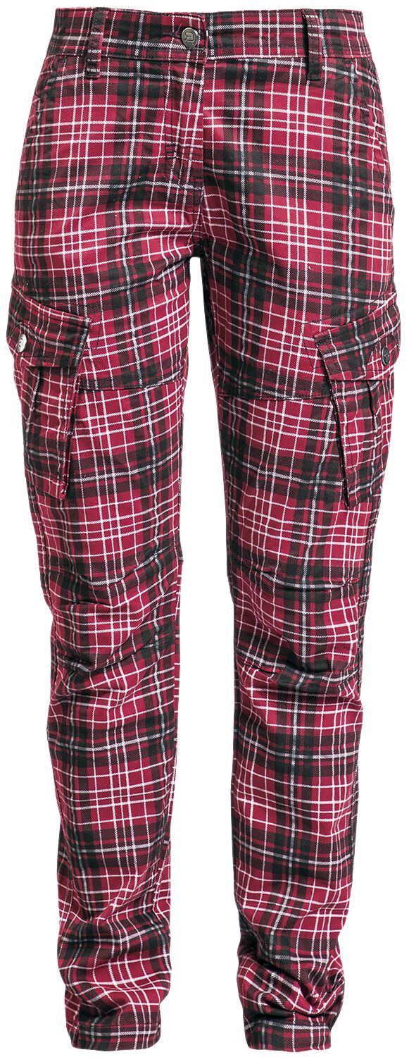 Image of Pantaloni modello cargo di RED by EMP - Tartan cargo trousers - W26L32 a W28L32 - Donna - rosso/nero/bianco