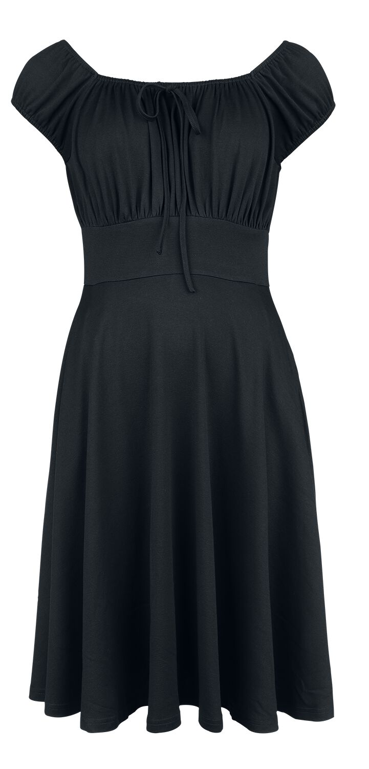 Voodoo Vixen - Rockabilly Kleid knielang - Gathered Neckline Flare Dress - XS bis 4XL - für Damen - Größe XL - schwarz
