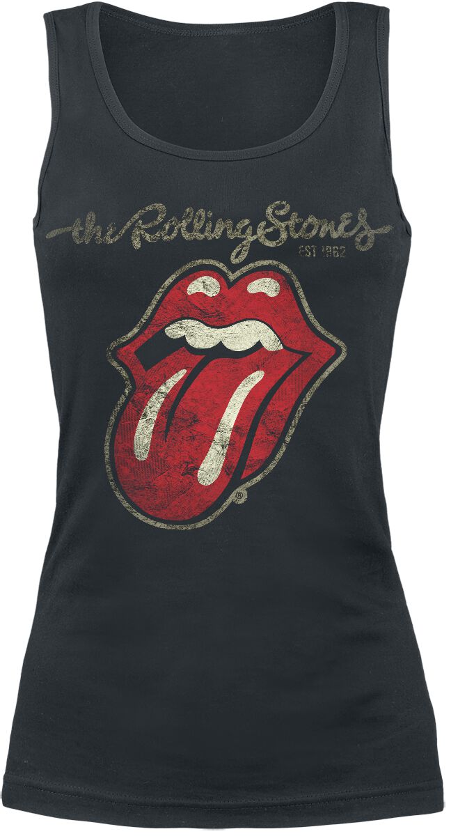 The Rolling Stones Top - Plastered Tongue - M bis L - für Damen - Größe L - schwarz  - Lizenziertes Merchandise!