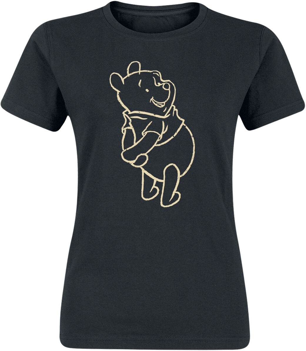 Winnie the Pooh Outline pose T-Shirt black