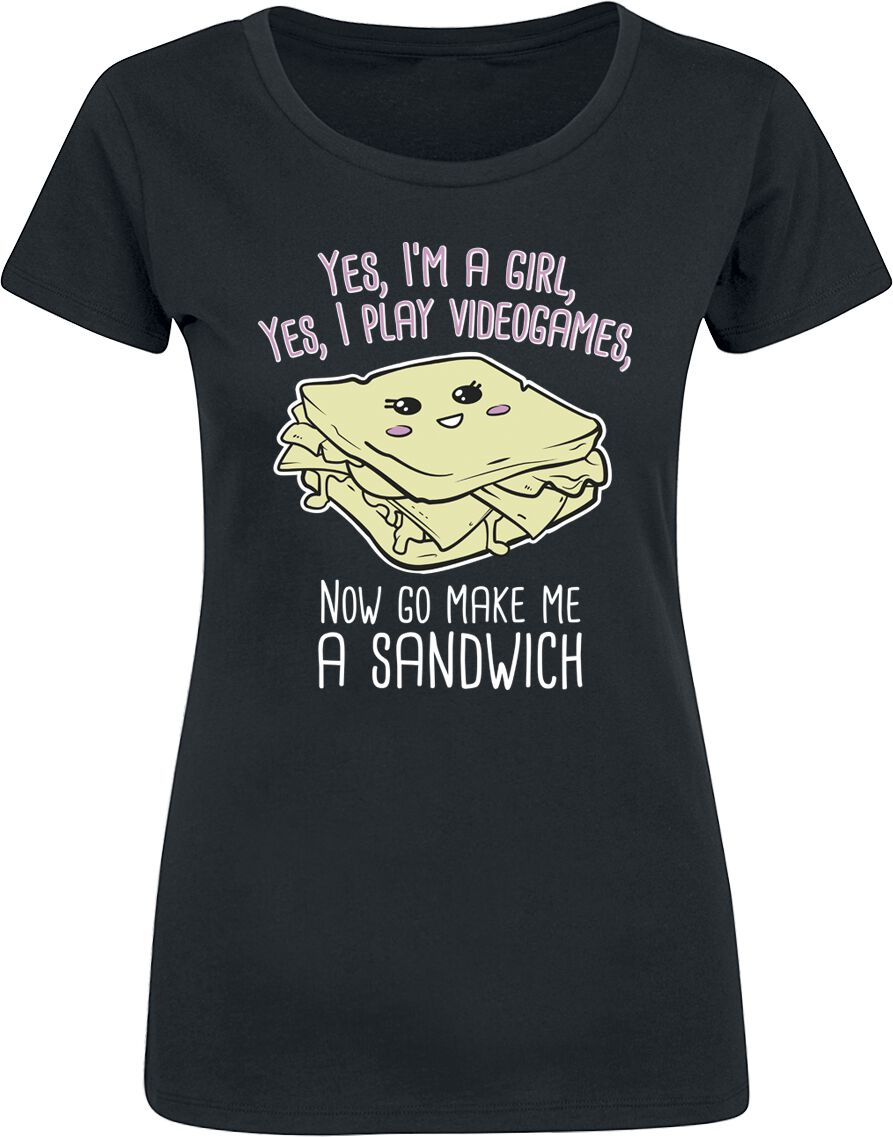 Funshirt Gamer Girl – Sandwich T-Shirt schwarz Funshirt Gamer Girl – Sandwich T-Shirt schwarz