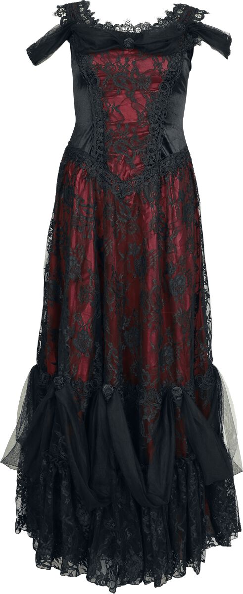 Abito lungo Gothic di Sinister Gothic - Gothic Dress - Donna - nero/rosso