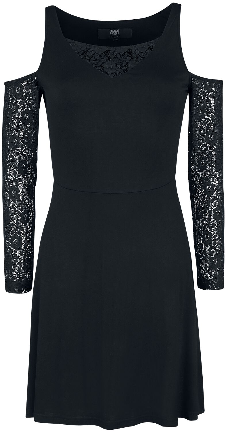 Image of Black Premium by EMP Schwarzes Cold-Shoulder Kleid mit Spitzenärmeln Kleid schwarz