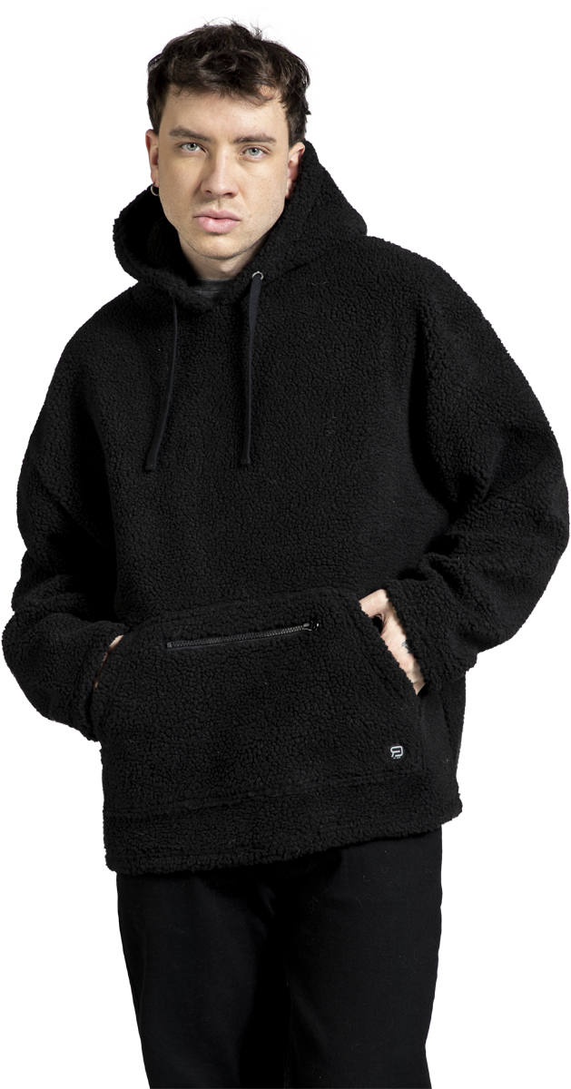 Thumbnail - RED by EMP Teddy Fur Hoody Kapuzenpullover schwarz in L
